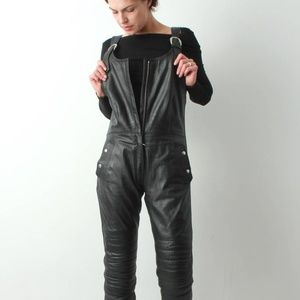 Vintage Genuine Leather Motorcycle Overalls
